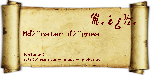 Münster Ágnes névjegykártya
